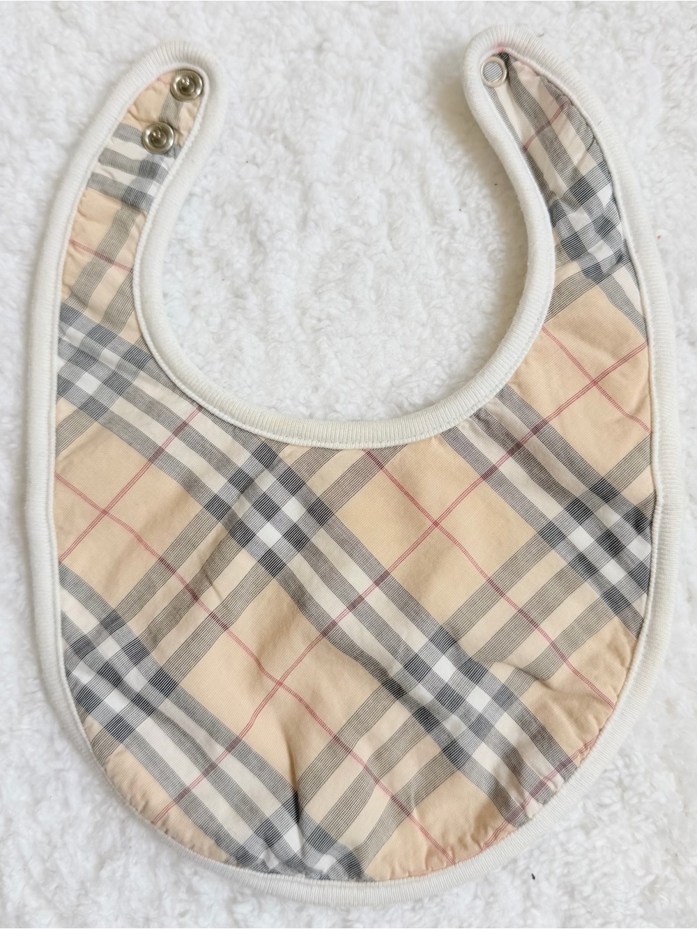 Burberry Baby Bib Infant Girl Unisex Sheep Nova Check Beige Plaid Cotton